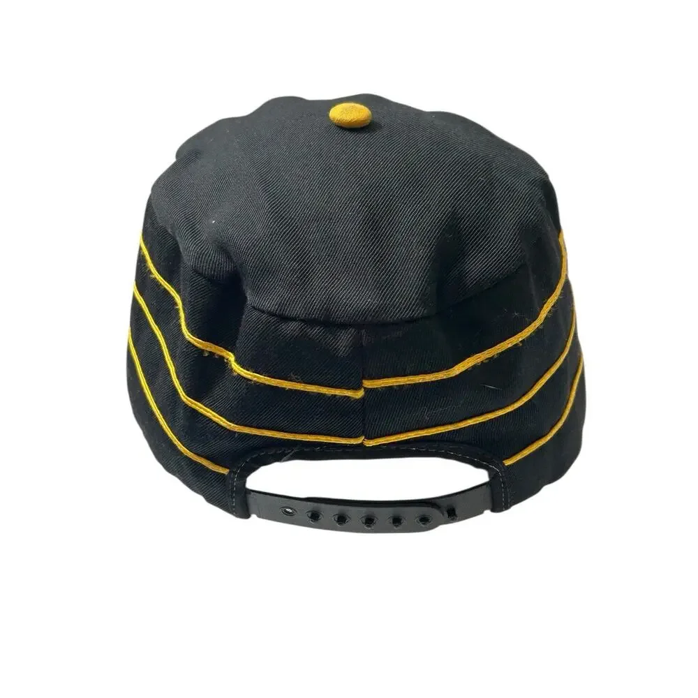 Vintage 70s Pillbox Pittsburgh Pirates Hat Cap Fitted Striped Black Broken Bill